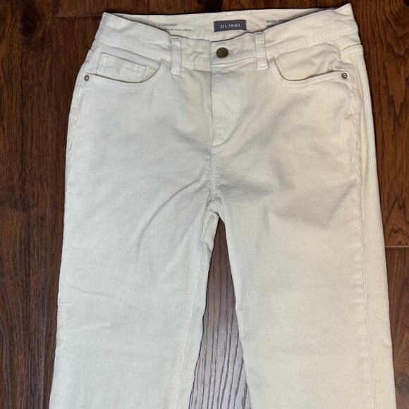 DL1961 Mara Straight Corduroy Off White Mid Rise Instasculpt Ankle Pants 27 - Picture 3 of 11